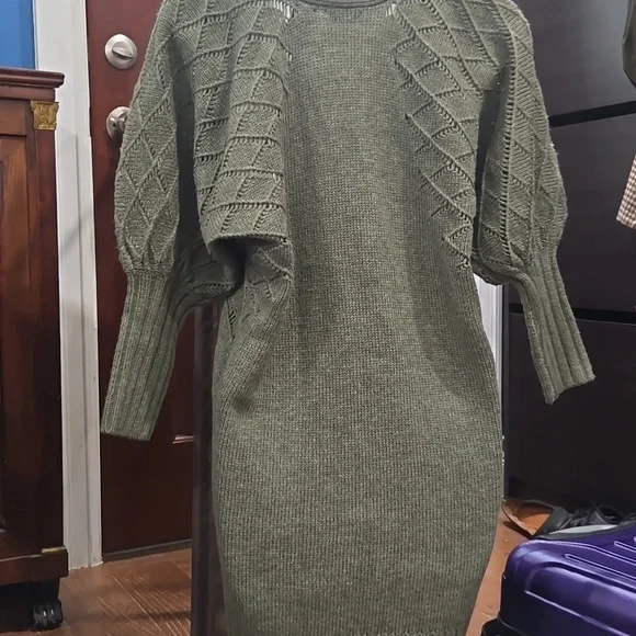 Moda International, Wool Blend Sweater Dress, XS, Sage Green - Picture 4 of 4